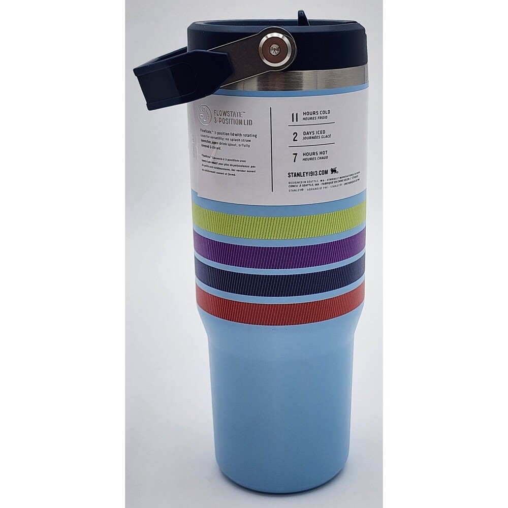 Stanely The 30oz Multi Striped ~ Flip Straw Tumbler ~ New in Box - Picture 8 of 16